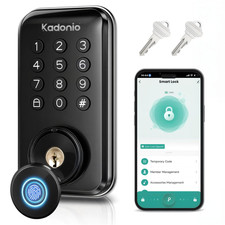 Keyless Entry Smart Lock, Fingerprint Deadbolt with App Control, Matte Black picture