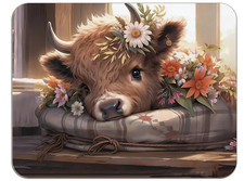 OFlich Highland Cow Mouse Pad - Highland Cow Mouse Pads for Desk, Floral Mouse P picture