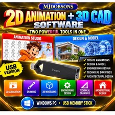 Animation Studio 2D 3D CAD Software LibreCAD BRL-CAD USB Windows PC picture