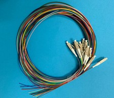 12 Optic Fiber Pigtail, Color-Coded, MMF OM1, LC/UPC, 900um, 3 Meter, Unjacketed picture