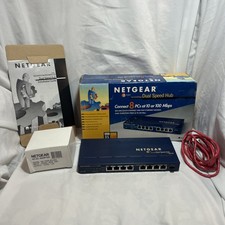 NETGEAR DS108 8 Port 10/100 MBPS Dual Speed Fast Ethernet Hub CIB Very Clean picture