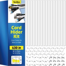 TV Cable Raceway Cord Hider 52.5ft 40-Piece Self-Adhesive Paintable White picture