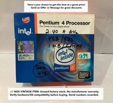 Intel Pentium 4 2.4A GHz Socket 478 CPU 1MB 533 FSB SL88F Vintage NOS Sealed Box picture