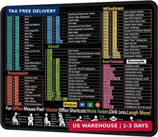 Compact Mouse Pad-Essential Excel, Word, & Windows Cheat Sheet for Office picture