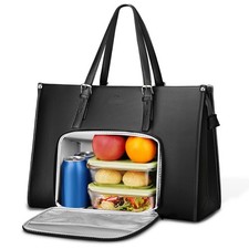 MATEIN Laptop Tote Bag with Insulated Lunch Compartment, 15.6 Inch, Black  picture