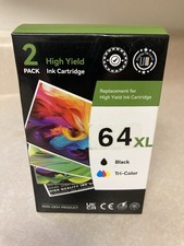 64XL Ink Cartridges 2-Pack Black Tri-Color for HP Envy Inspire Tango Printers picture