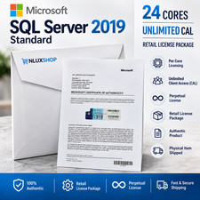 SQL SERVER 2019 Microsoft 24 Core Unlimited CAL Per-Core Retail License Package  picture