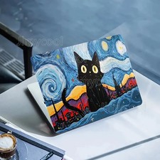 2Pieces Van Gogh Starry Night Black Cat Laptop Non-reusable Animal Pattern Decal picture