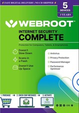 Webroot Internet Security Complete 2026 | Digital Key | 3 Yrs | 5 PC/MAC/MOBILE picture