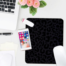Black Leopard Print Square Mouse Pad,Non-Slip Rubber Base Mouse Pad, Home Off... picture