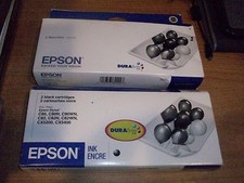 (2) Genuine Epson T032120 Black Ink Cartridge 2-TWIN Packs NEW Exp 2009/2012 picture