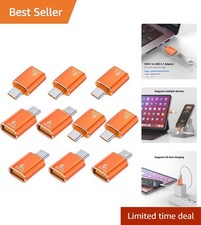 10-Pack USB C to USB A Adapter, 10Gbps Data Transfer & 120W Fast Charge – Orange picture