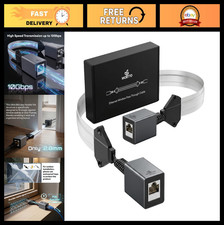 Ethernet Window Pass Through Cable CAT6A Flat No Drill RJ45 Coupler Ultra Thin L picture