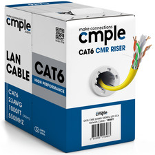 Cat6 CMR Ethernet Cable 1000ft Riser Solid 23AWG UTP In-Wall LAN Yellow picture