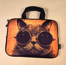 iColor Neoprene Padded Computer/Tablet Case Zipper Handle Cat With Glasses 13