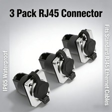 90 Degree RJ45 Waterproof sockets Connector IP65 Ethernet Panel Mount 3 pcs Easy picture