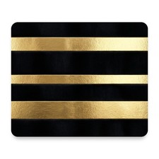 Bold Horizontal Stripes — Black & Gold Mouse Pad 9.25x7.75 Non-Slip Desk Mat picture