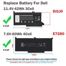 F3YGT/DJ1J0 Battery For Dell Latitude 12 7280 7290 14 7480 7490 E7280 E7290 NEW picture