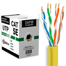 Plenum Cat5e Cable 1000ft Bulk CMP 24AWG Solid 4 Pair Cat 5e Ethernet Cord UTP picture