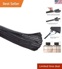 Alex Tech 25Ft - 1/2 Inch Cord Protector Wire Loom Tubing Cable Sleeve Split Sle picture