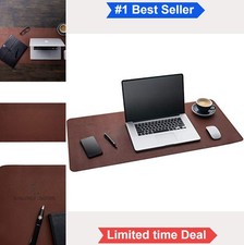 Leather Desk Mat 36 x 17 Inch Dark Brown PU Non Slip Felt Base Large Desk Pad picture
