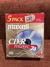 Maxell CD-R Music 74 Min Audio Discs 5 Pack Jewel Cases OPEN BOX (ALL 5 SEALED) picture