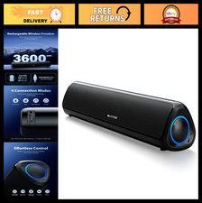 Rechargeable Hi-Fi Stereo Computer Sound Bar, Bluetooth 5.3 & AUX, Slim Design f picture