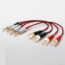 4PCS OCC Silver Plated Speaker Audio Jumper Cable Gold Plated Banana/Spade Plug picture