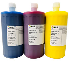 New RIS Cyan Magenta Yellow [10247 10237 10227] Ink Supply Bottles [1.0251 KG] picture