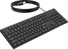 Ultra Slim Low Profile Wired Keyboard, USB 104-Key Design picture