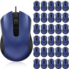 30 Pack Computer USB Wired Mouse Bulk 3 Button 800/1200 DPI Blue picture