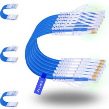 24 Pack Cat6a Ethernet Patch Cables 0.5ft Blue Supports 10G Snagless Slim for picture