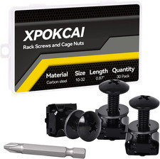 30-Pack 10/32 Set Rack Screws with Nylon Washers and Cage Nuts for Server Racks、 picture