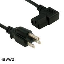 Kentek 3' ft 18 AWG 90° Standard Power Cord NEMA 5-15P to IEC60320 C13 10A/125V picture
