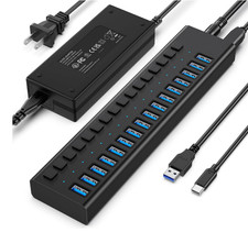 Concentrador USB 3.2 Gen 2 de 16 puertos, concentrador de aluminio de alta veloc picture