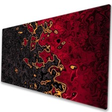 Red Black Large Gaming Mouse Pad Abstract Fluid Art Desk Mat Keyboard NonSlip picture