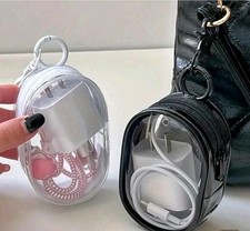 Portable Transparent Cable Organizer Pouches with Keychain Clips picture
