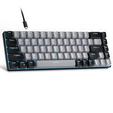 60% Mechanical Gaming Keyboard, LED Backlit, 68 Keys, Blue Switch, Wired, Gre... picture