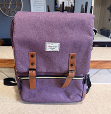Modoker Purple Canvas Laptop Backpack with Padded Sleeve, Solid Pattern picture