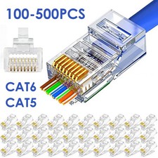 100-500PCS RJ45 CAT6 CAT5 Connectors Ends 8P8C Pass Through Modular Plug Network picture