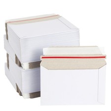 100 Count 6.5 x 4.5 in White Cardboard Photo & Trading Card Mailers Peel & Seal picture