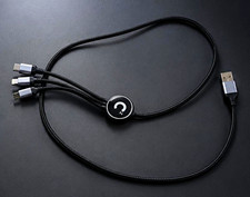 3-in-1 Braided USB-A Charging Cable USB-C/Micro-USB/Lightning Black picture