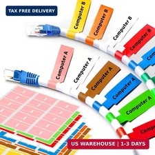 8 Sheet 240 Pcs Cable Labels for Management, Colorful Waterproof Cord Tags for E picture