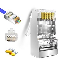 EZYUMM 20-Pack Pass Through Cat6 Shielded RJ45 Connectors, Cat6, Gold picture