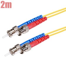 2M ST-ST Fiber Optic 9/125 Duplex Single Mode Optical Patch Cable Cord Yellow picture