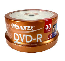 Memorex DVD-R 16x / 4.7GB / 120 Minute Video 30-Pack Recordable Discs New Sealed picture