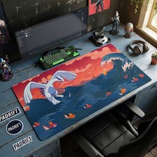 Lugia Great Wave Sunset Art XL Gaming Mouse Pad, Pokemon Desk Mat picture