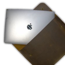 Genuine Handmade Full Grain Pure Leather MacBook Cover/Case Slim , 13 x 9.25inch picture