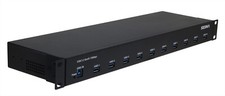 SEDNA - 19 Inch 1U Rack Mount 10 Port USB 3.2 Gen II Hub (10Gbps) with 5V 10A AC picture
