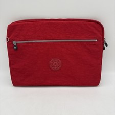 Kipling Padded Laptop Sleeve Nylon Red Top Zip Front Pocket 16” x 12” picture